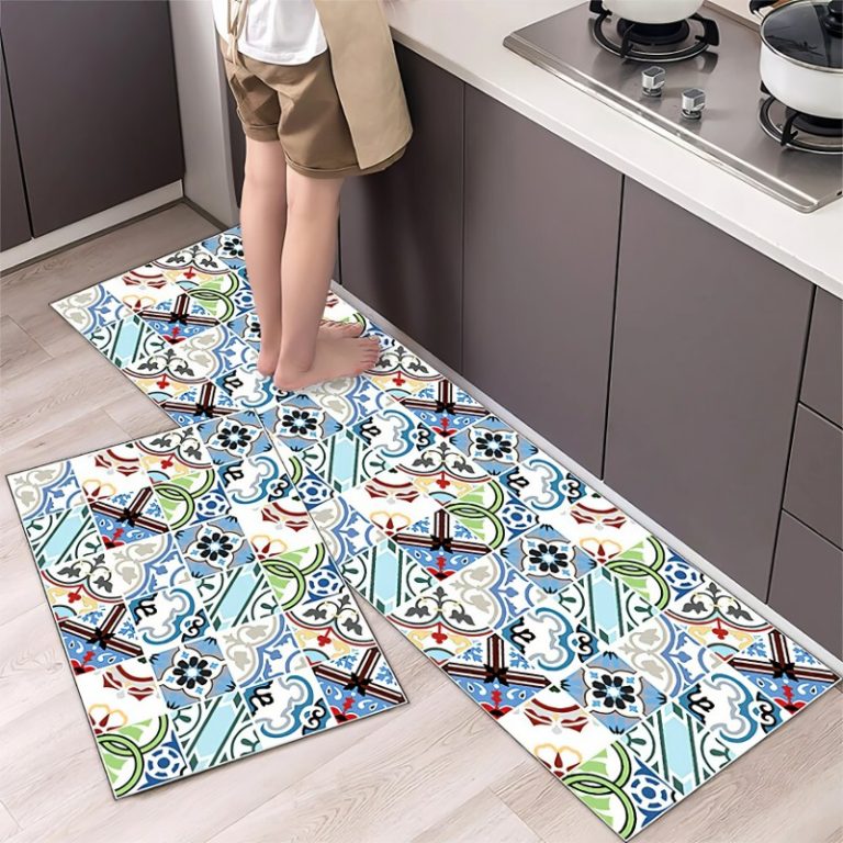 Azuurblauwe fresco keukenloper - 50cmx160cm