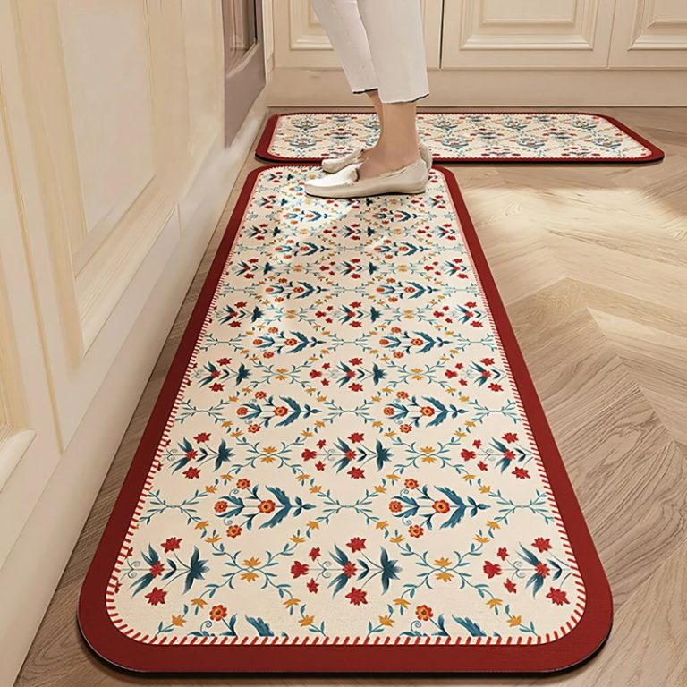 Keukenloper taupe bloemen - 50cmx160cm